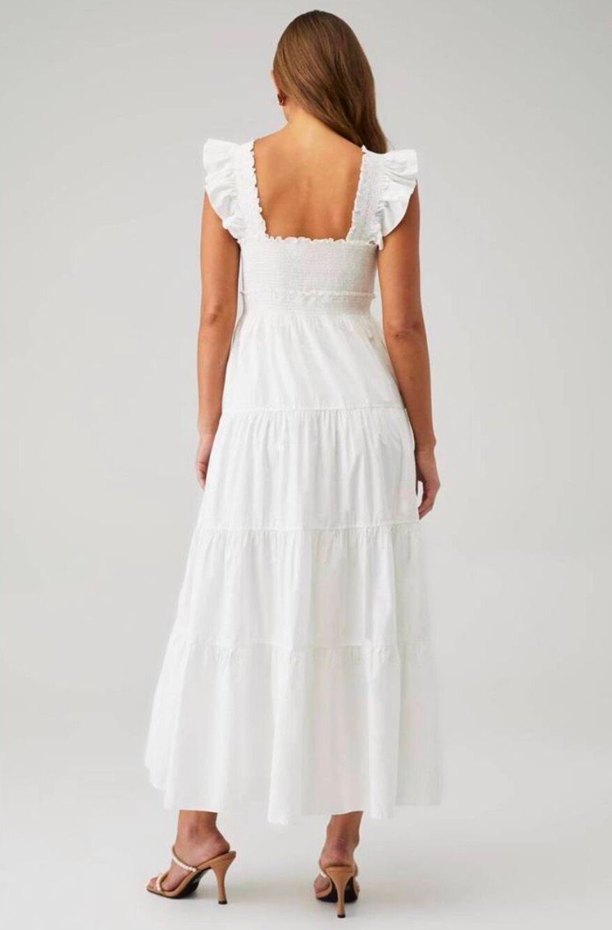 LoveShackFancy Arnene Midi Dress S White - Picture 4 of 12